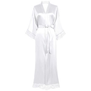 white satin lace long robe